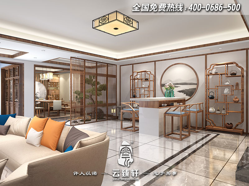 客廳書(shū)房一體化中式設(shè)計(jì)圖片